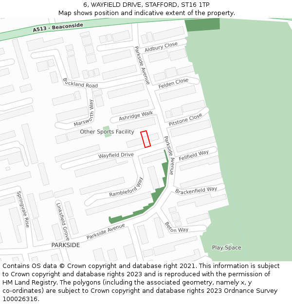6, WAYFIELD DRIVE, STAFFORD, ST16 1TP: Location map and indicative extent of plot