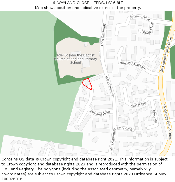 6, WAYLAND CLOSE, LEEDS, LS16 8LT: Location map and indicative extent of plot