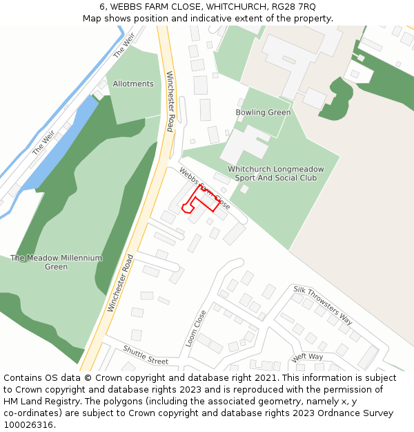 6, WEBBS FARM CLOSE, WHITCHURCH, RG28 7RQ: Location map and indicative extent of plot