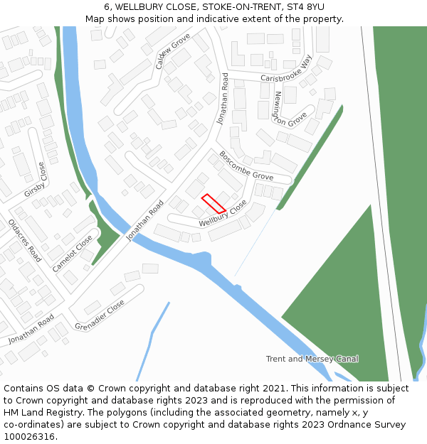 6, WELLBURY CLOSE, STOKE-ON-TRENT, ST4 8YU: Location map and indicative extent of plot