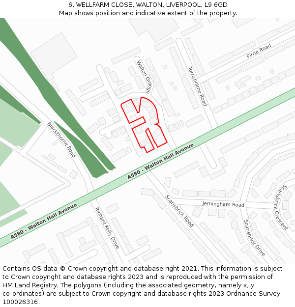 6, WELLFARM CLOSE, WALTON, LIVERPOOL, L9 6GD: Location map and indicative extent of plot