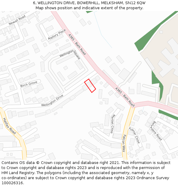 6, WELLINGTON DRIVE, BOWERHILL, MELKSHAM, SN12 6QW: Location map and indicative extent of plot
