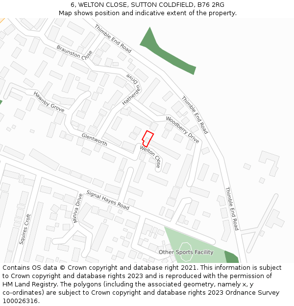 6, WELTON CLOSE, SUTTON COLDFIELD, B76 2RG: Location map and indicative extent of plot