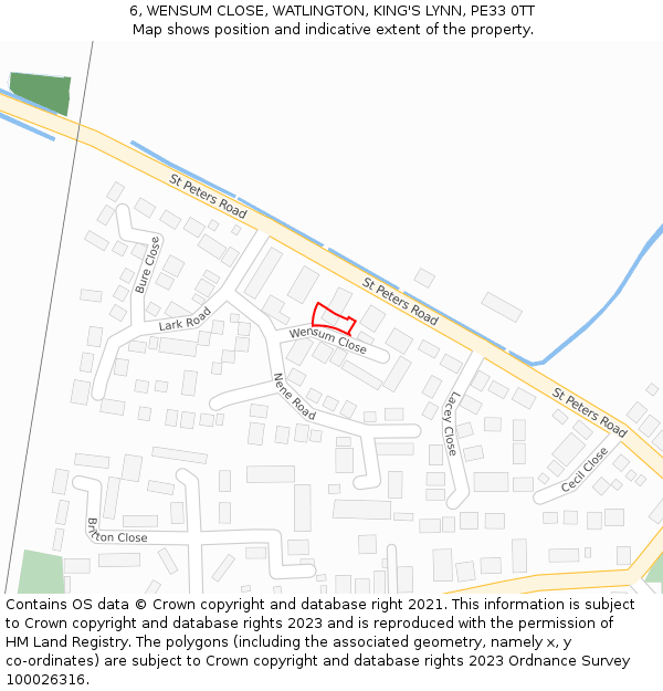 6, WENSUM CLOSE, WATLINGTON, KING'S LYNN, PE33 0TT: Location map and indicative extent of plot