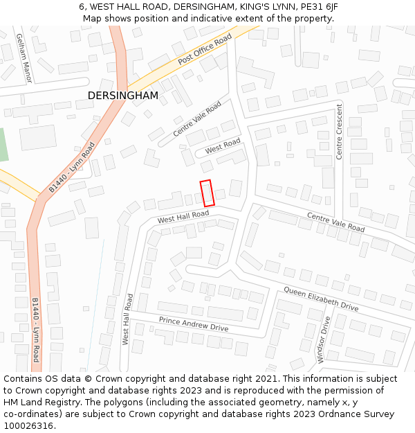 6, WEST HALL ROAD, DERSINGHAM, KING'S LYNN, PE31 6JF: Location map and indicative extent of plot