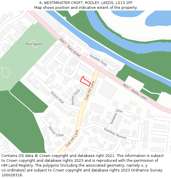 6, WESTMINSTER CROFT, RODLEY, LEEDS, LS13 1PF: Location map and indicative extent of plot