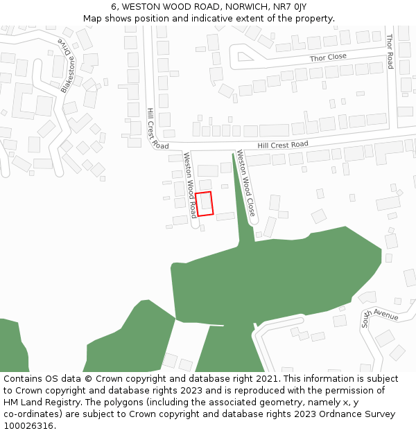 6, WESTON WOOD ROAD, NORWICH, NR7 0JY: Location map and indicative extent of plot