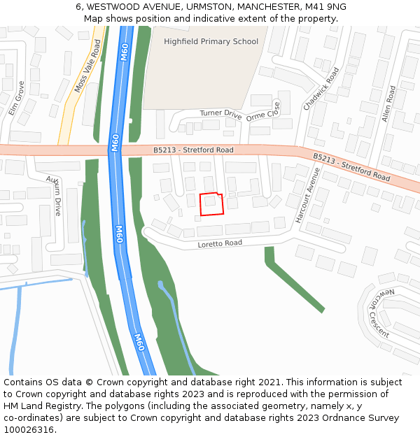6, WESTWOOD AVENUE, URMSTON, MANCHESTER, M41 9NG: Location map and indicative extent of plot