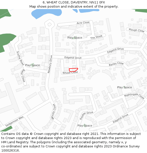 6, WHEAT CLOSE, DAVENTRY, NN11 0FX: Location map and indicative extent of plot