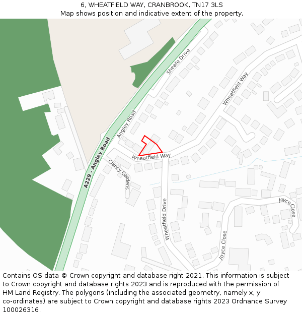 6, WHEATFIELD WAY, CRANBROOK, TN17 3LS: Location map and indicative extent of plot