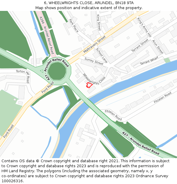 6, WHEELWRIGHTS CLOSE, ARUNDEL, BN18 9TA: Location map and indicative extent of plot