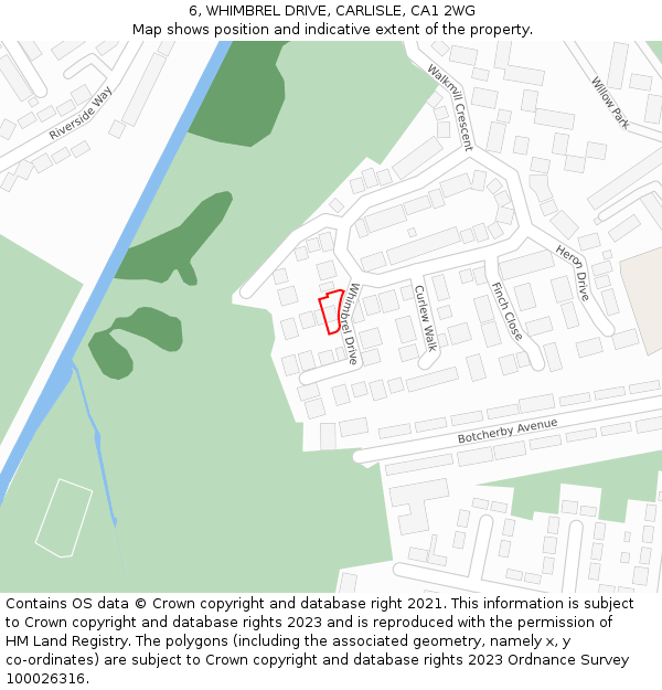6, WHIMBREL DRIVE, CARLISLE, CA1 2WG: Location map and indicative extent of plot
