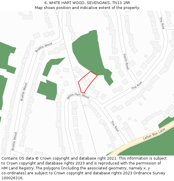 6, WHITE HART WOOD, SEVENOAKS, TN13 1RR: Location map and indicative extent of plot
