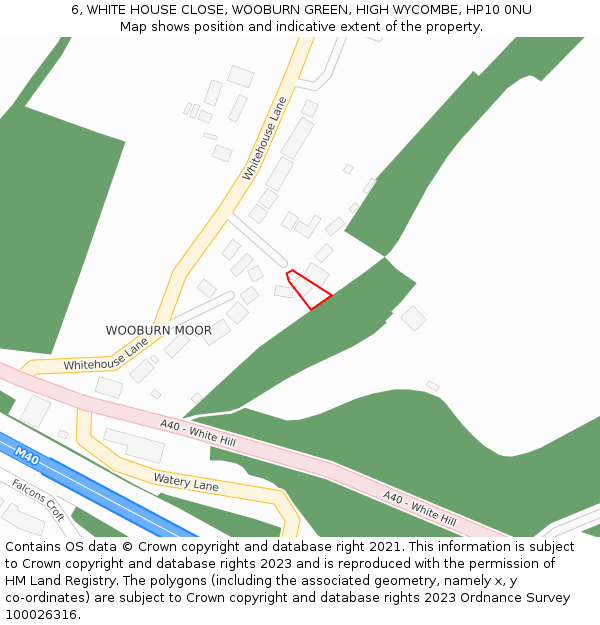 6, WHITE HOUSE CLOSE, WOOBURN GREEN, HIGH WYCOMBE, HP10 0NU: Location map and indicative extent of plot