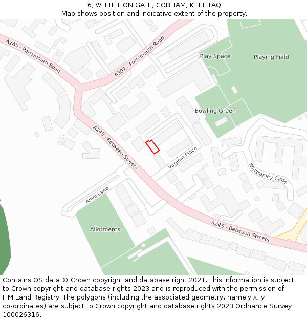 6, WHITE LION GATE, COBHAM, KT11 1AQ: Location map and indicative extent of plot