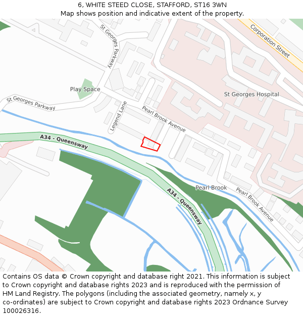 6, WHITE STEED CLOSE, STAFFORD, ST16 3WN: Location map and indicative extent of plot