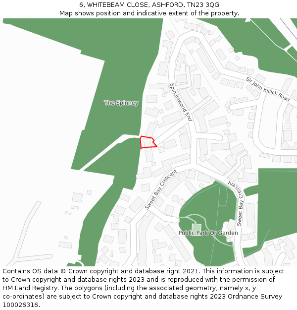 6, WHITEBEAM CLOSE, ASHFORD, TN23 3QG: Location map and indicative extent of plot