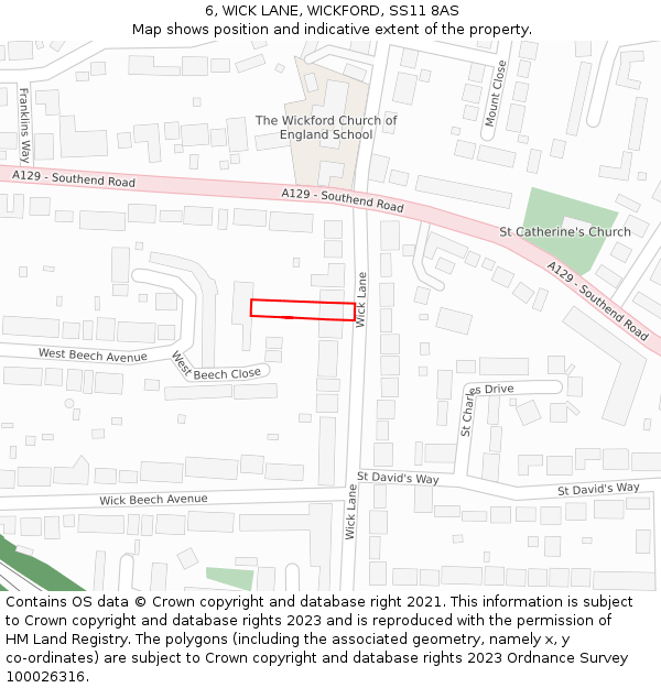 6, WICK LANE, WICKFORD, SS11 8AS: Location map and indicative extent of plot