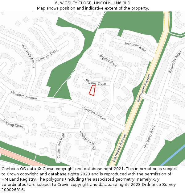 6, WIGSLEY CLOSE, LINCOLN, LN6 3LD: Location map and indicative extent of plot