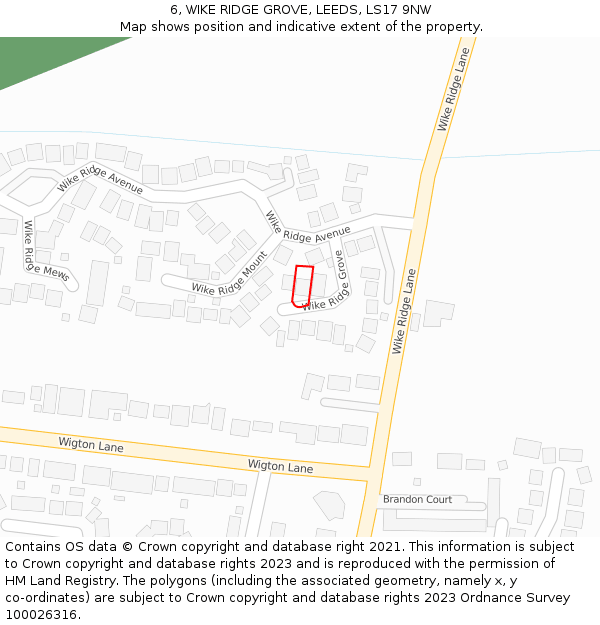 6, WIKE RIDGE GROVE, LEEDS, LS17 9NW: Location map and indicative extent of plot