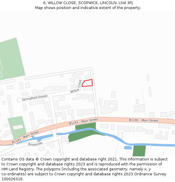 6, WILLOW CLOSE, SCOPWICK, LINCOLN, LN4 3PJ: Location map and indicative extent of plot