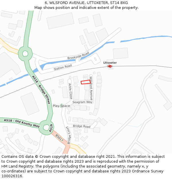 6, WILSFORD AVENUE, UTTOXETER, ST14 8XG: Location map and indicative extent of plot
