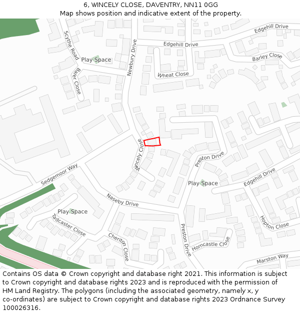 6, WINCELY CLOSE, DAVENTRY, NN11 0GG: Location map and indicative extent of plot
