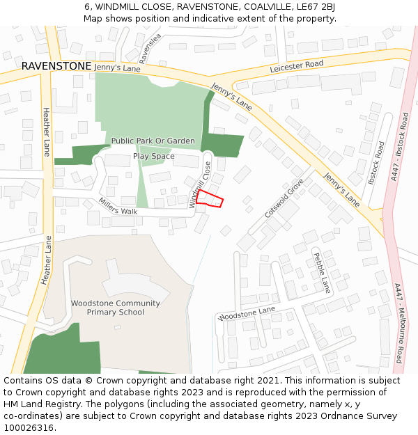 6, WINDMILL CLOSE, RAVENSTONE, COALVILLE, LE67 2BJ: Location map and indicative extent of plot