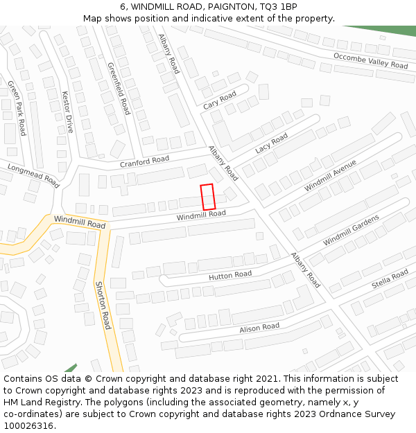 6, WINDMILL ROAD, PAIGNTON, TQ3 1BP: Location map and indicative extent of plot