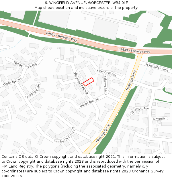 6, WINGFIELD AVENUE, WORCESTER, WR4 0LE: Location map and indicative extent of plot