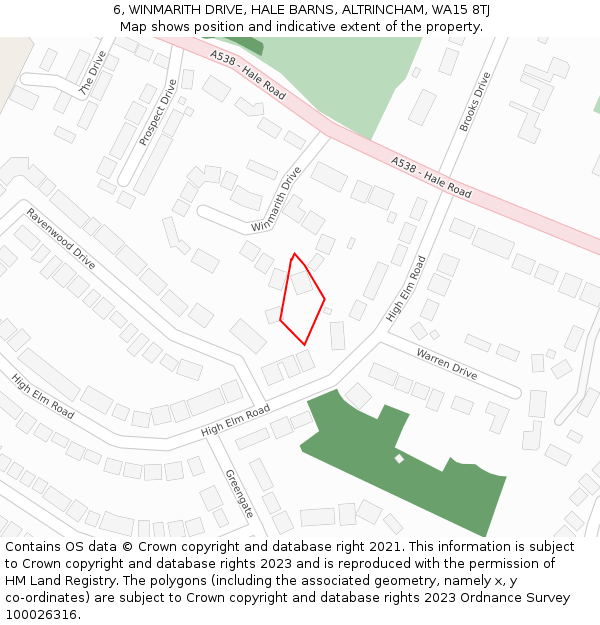 6, WINMARITH DRIVE, HALE BARNS, ALTRINCHAM, WA15 8TJ: Location map and indicative extent of plot