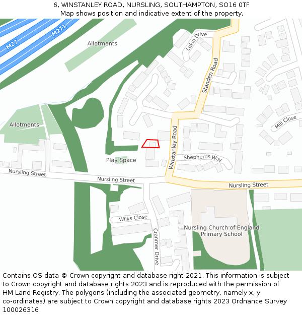 6, WINSTANLEY ROAD, NURSLING, SOUTHAMPTON, SO16 0TF: Location map and indicative extent of plot