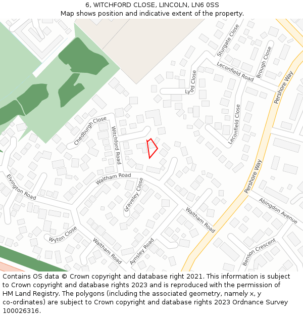 6, WITCHFORD CLOSE, LINCOLN, LN6 0SS: Location map and indicative extent of plot