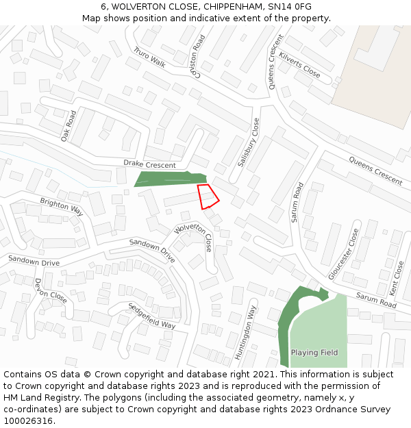 6, WOLVERTON CLOSE, CHIPPENHAM, SN14 0FG: Location map and indicative extent of plot