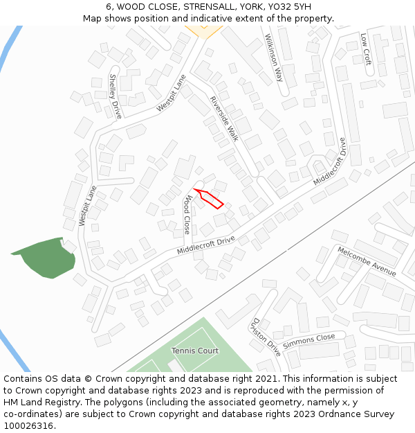 6, WOOD CLOSE, STRENSALL, YORK, YO32 5YH: Location map and indicative extent of plot