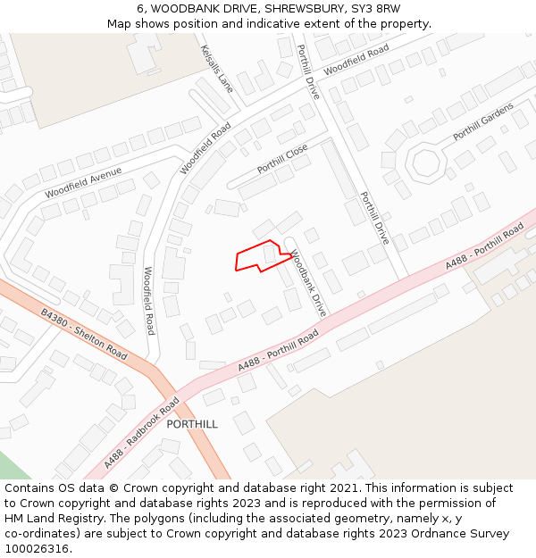6, WOODBANK DRIVE, SHREWSBURY, SY3 8RW: Location map and indicative extent of plot