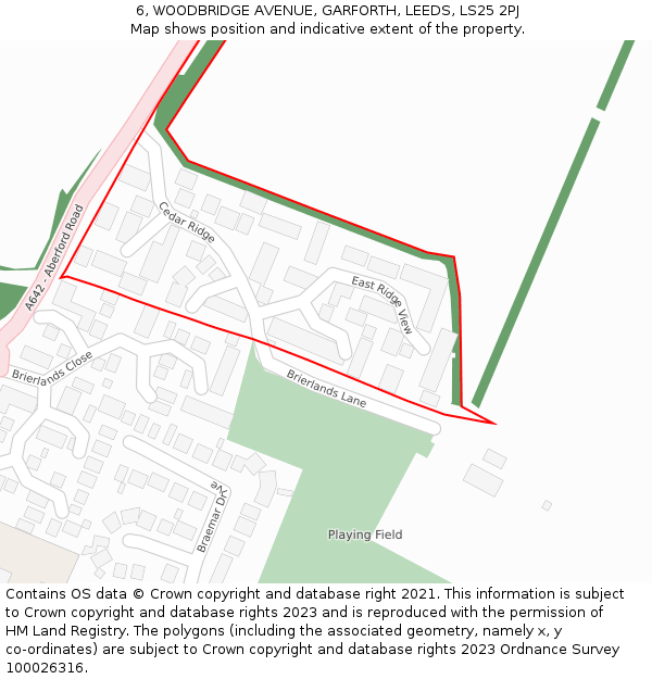 6, WOODBRIDGE AVENUE, GARFORTH, LEEDS, LS25 2PJ: Location map and indicative extent of plot