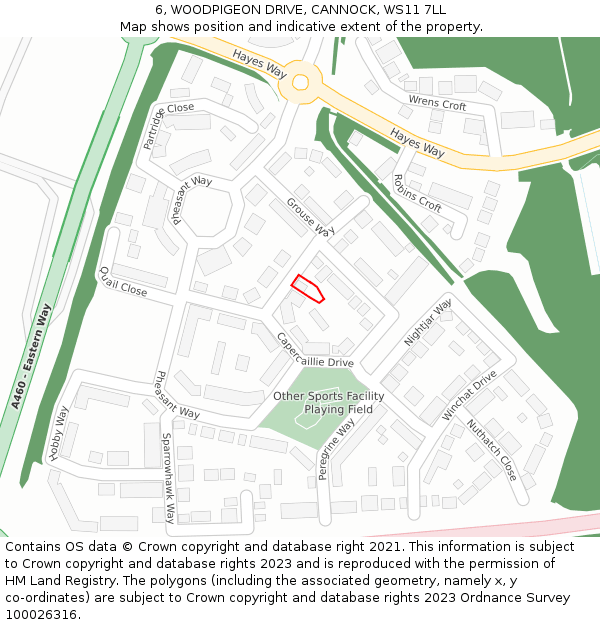 6, WOODPIGEON DRIVE, CANNOCK, WS11 7LL: Location map and indicative extent of plot
