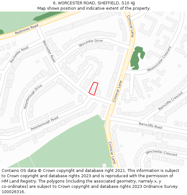 6, WORCESTER ROAD, SHEFFIELD, S10 4JJ: Location map and indicative extent of plot