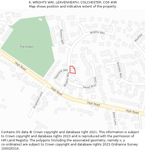 6, WRIGHTS WAY, LEAVENHEATH, COLCHESTER, CO6 4NR: Location map and indicative extent of plot