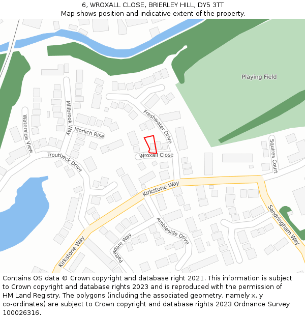 6, WROXALL CLOSE, BRIERLEY HILL, DY5 3TT: Location map and indicative extent of plot