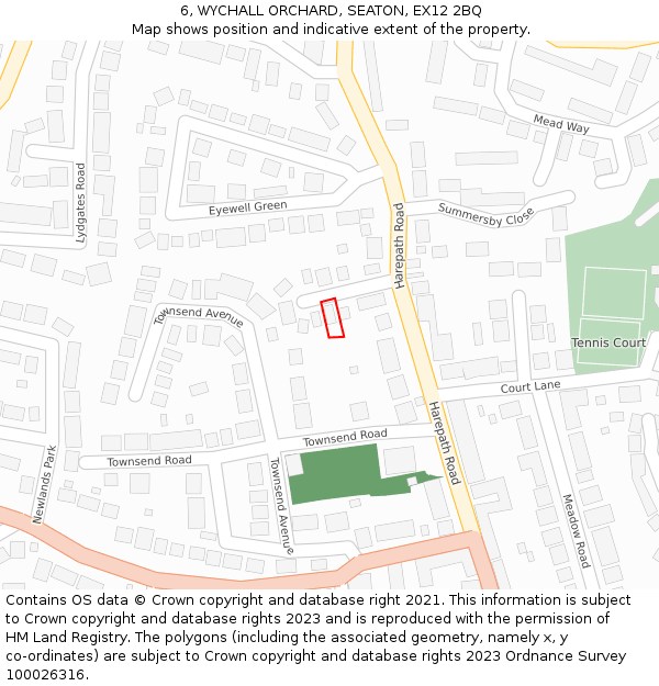 6, WYCHALL ORCHARD, SEATON, EX12 2BQ: Location map and indicative extent of plot