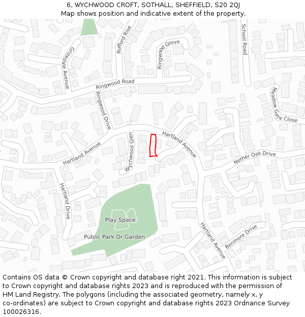 6, WYCHWOOD CROFT, SOTHALL, SHEFFIELD, S20 2QJ: Location map and indicative extent of plot