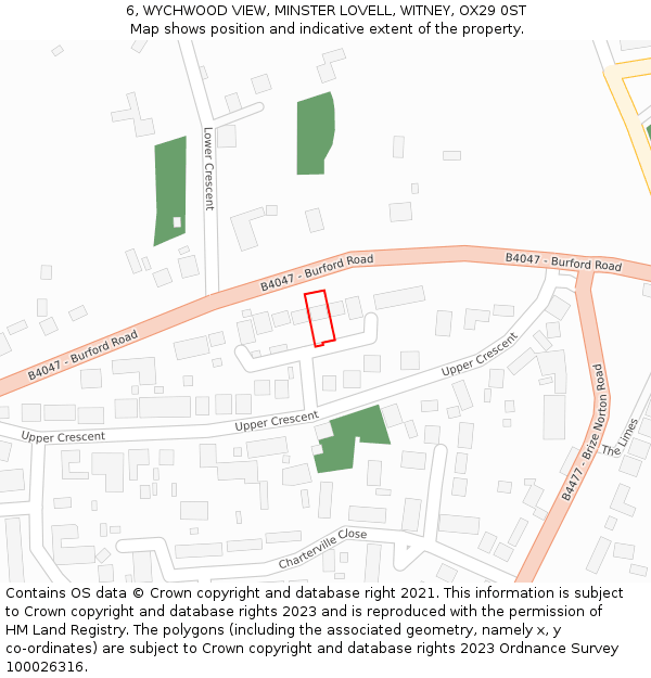 6, WYCHWOOD VIEW, MINSTER LOVELL, WITNEY, OX29 0ST: Location map and indicative extent of plot