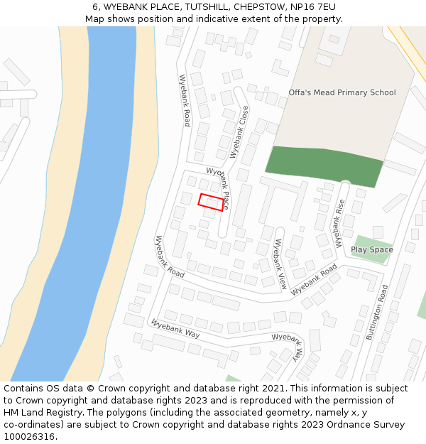 6, WYEBANK PLACE, TUTSHILL, CHEPSTOW, NP16 7EU: Location map and indicative extent of plot