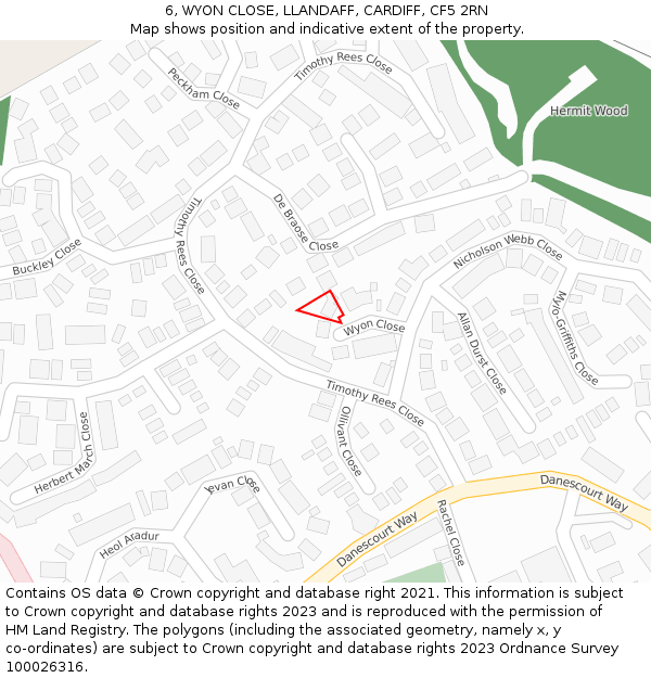 6, WYON CLOSE, LLANDAFF, CARDIFF, CF5 2RN: Location map and indicative extent of plot