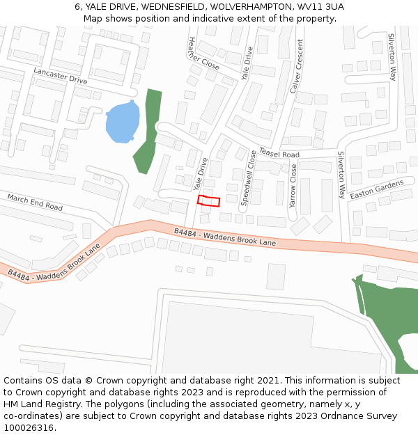 6, YALE DRIVE, WEDNESFIELD, WOLVERHAMPTON, WV11 3UA: Location map and indicative extent of plot
