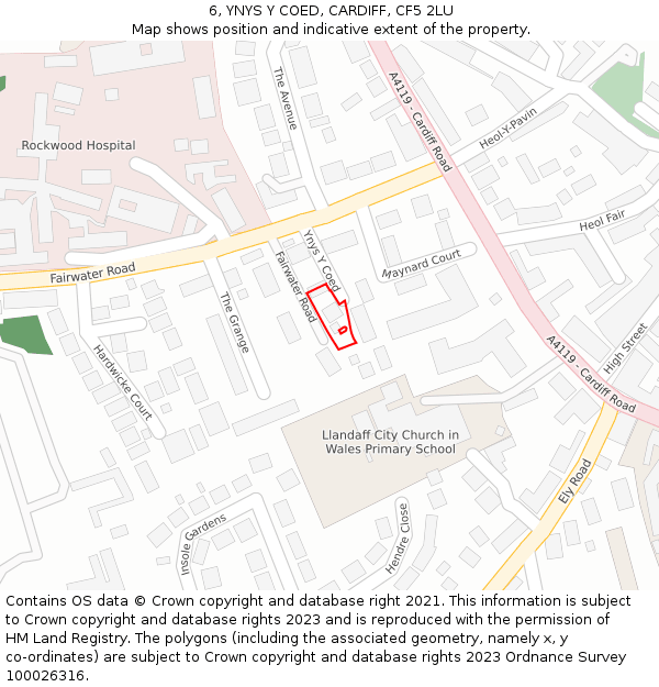 6, YNYS Y COED, CARDIFF, CF5 2LU: Location map and indicative extent of plot