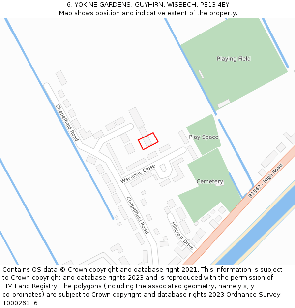 6, YOKINE GARDENS, GUYHIRN, WISBECH, PE13 4EY: Location map and indicative extent of plot