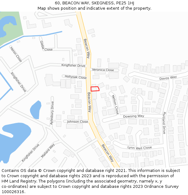 60, BEACON WAY, SKEGNESS, PE25 1HJ: Location map and indicative extent of plot